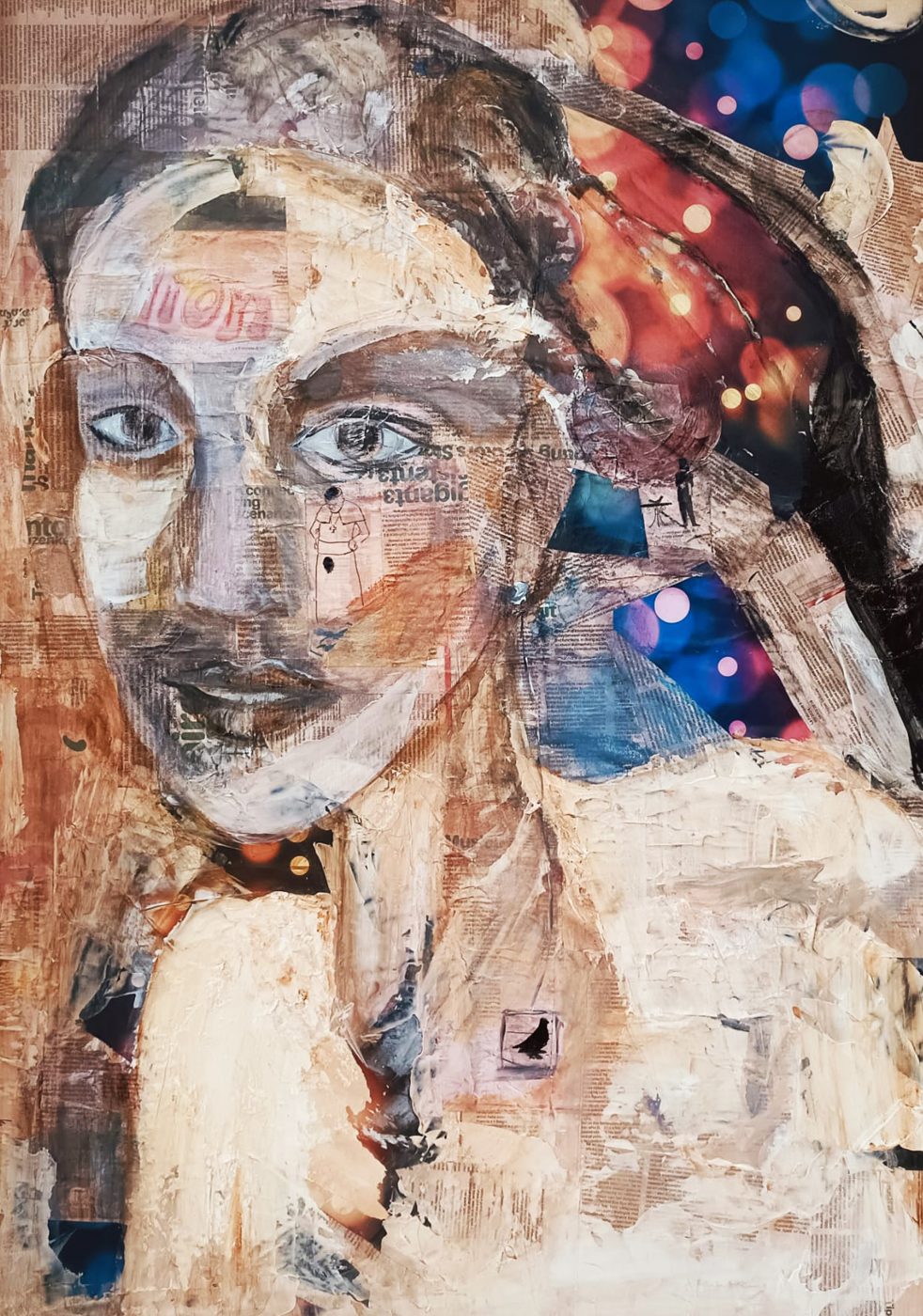 Olandeza — reinterpretare după Vermeer, colaj mixed media